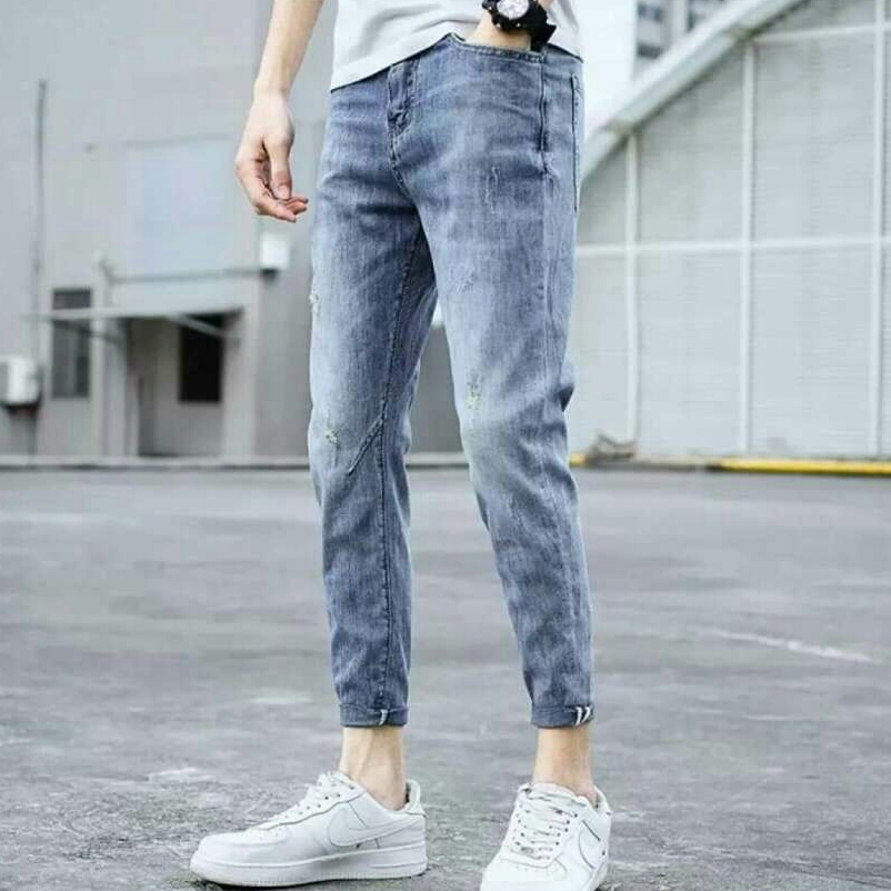 Jeans Men'S Pants Men Jeans Fashion Ripped Loose Male Ankle-Length Pants  Straight Casual Men'S Denim Pants 27 820 : Amazon.co.uk: Fashion
