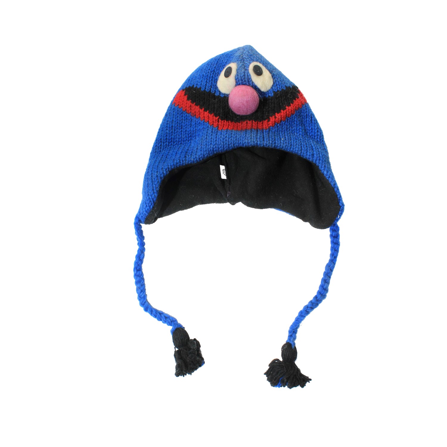 Blue Woolen Grover Design Ear Flap Cap