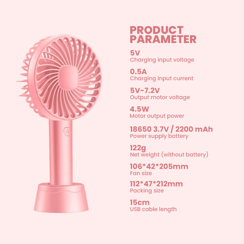 Fancy Korean 3 Speed Mini Fan Lithium Rechargeable battery With Stand