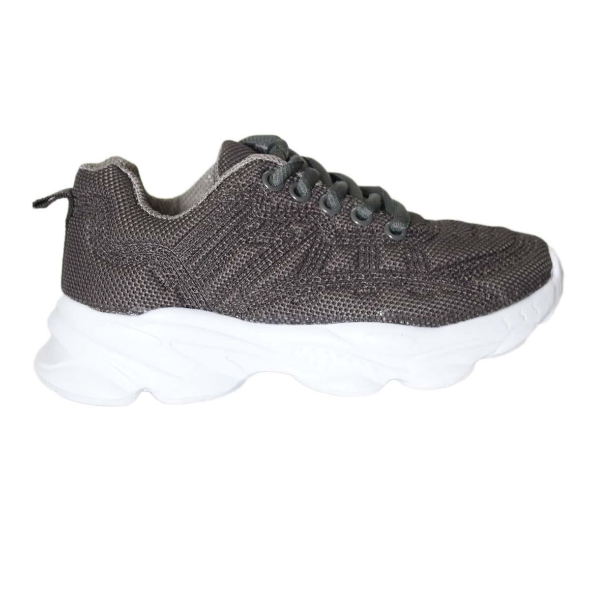Grey Lace-Up Sports Sneakers For Kids
