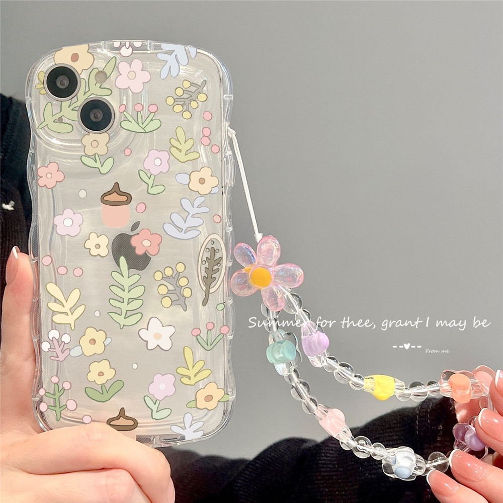 2025 New Cute 3D Flower Bracelet Wrist Chain Lanyard Clear Soft
