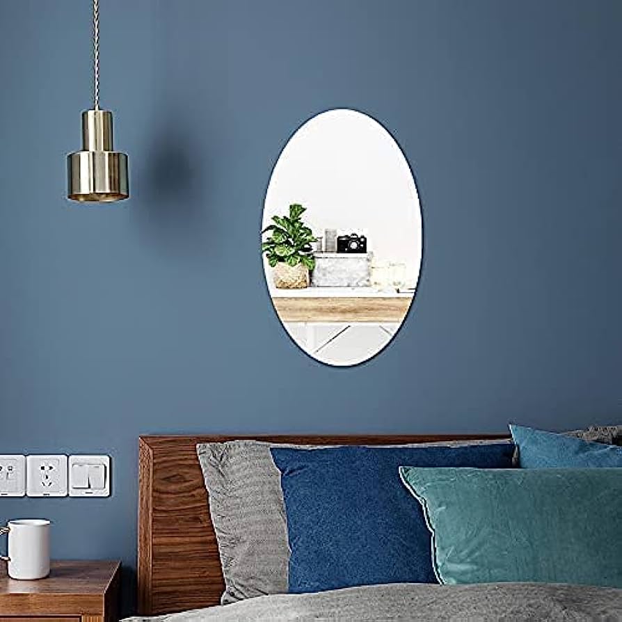 Oval Shape Self Adhesive Wall Sticker Mirror (NonGlass) Unbreakable