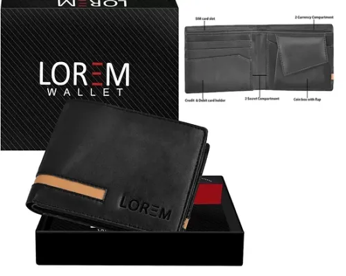 LOREM Men Black Textured Two Fold Faux Leather Wallet WL42