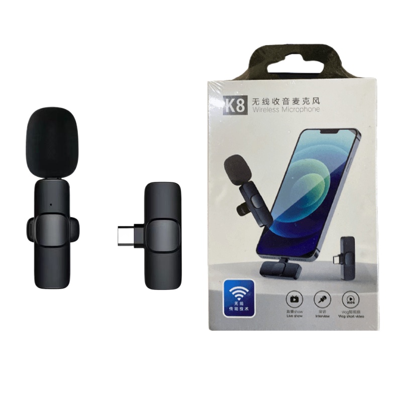 K8 Wireless TypeC Microphone Professional Lapel Lavalier Microphone