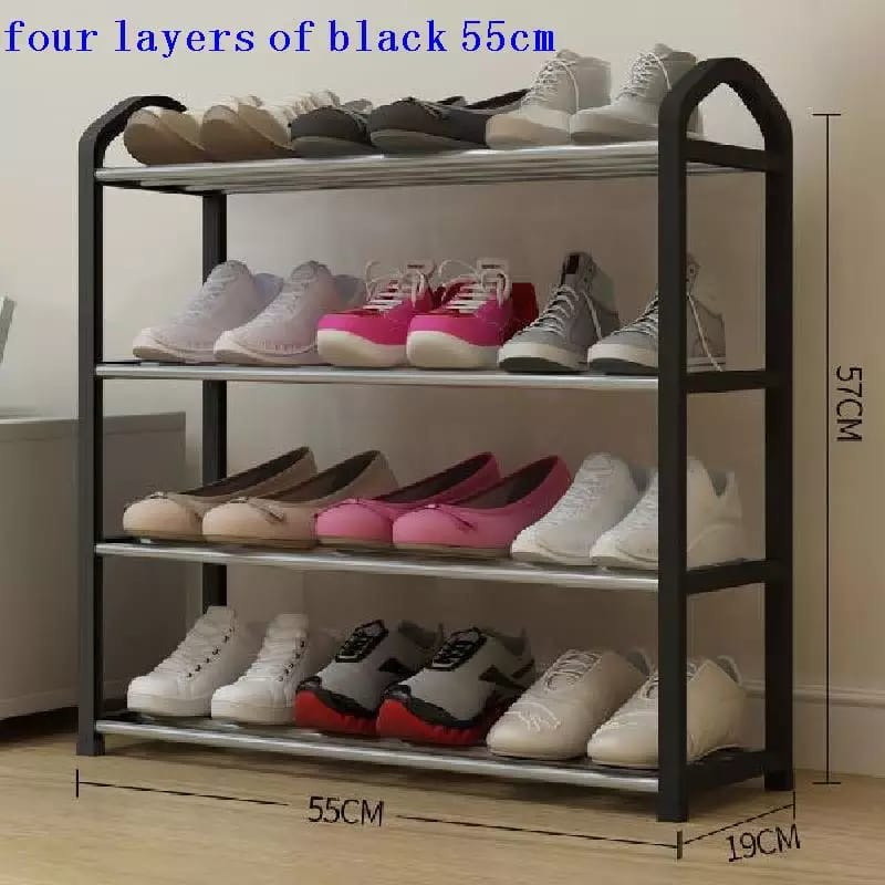 Large Shoe Rack Black Metal Construction Perforated Metal Shelves