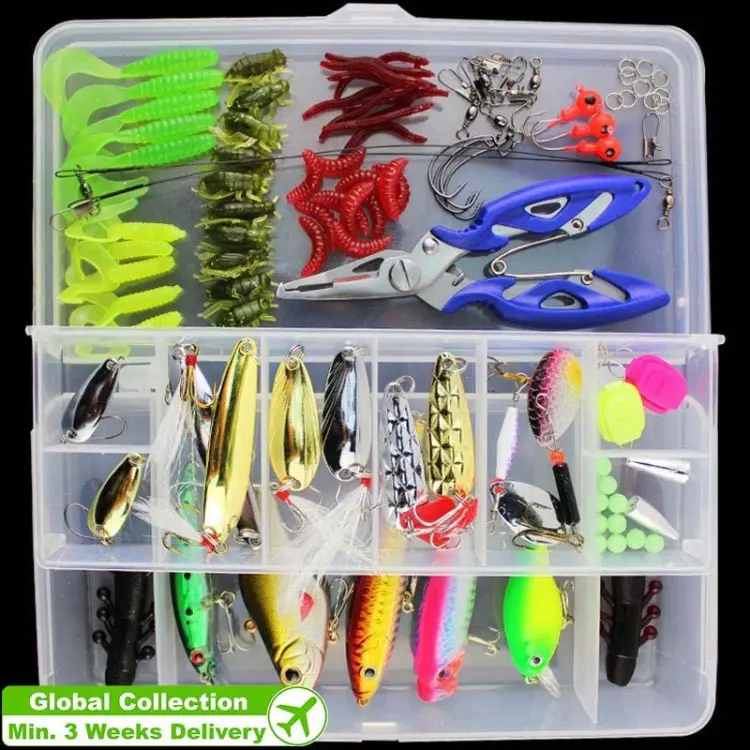 101 PCS Fishing Bait Lure Kit Fishing Tackle (White)