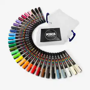 Deli Art Markers Set, 40 Colors Dual Tips Coloring Marker Pens Highlighters