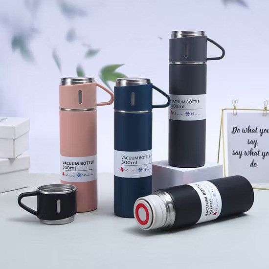 Vacuum Insulated Thermos Flask Bottle 500ml with 3 Cups