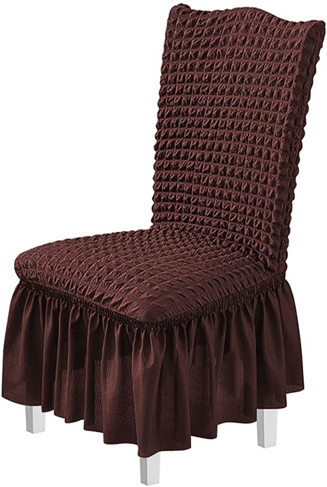 Dining Room Stretchy Chair Covers With Skirt, 6 Psc Set