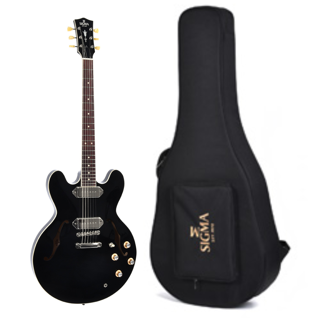 Sigma Guitars HBA‑102P‑BK – Semi Hollow Electric Guitar