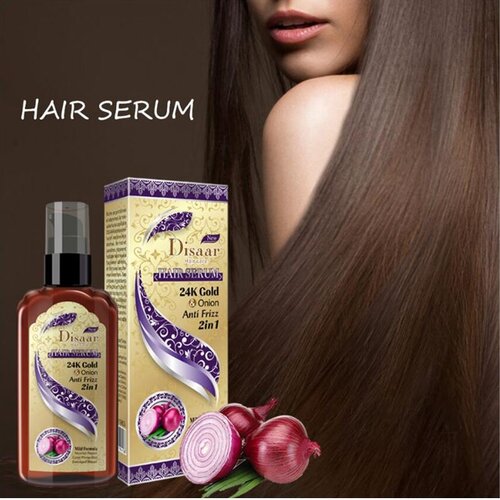 DISAAR 24K Gold & Onion Anti Frizz 2 in 1 Hair Serum 120ml-DS51983
