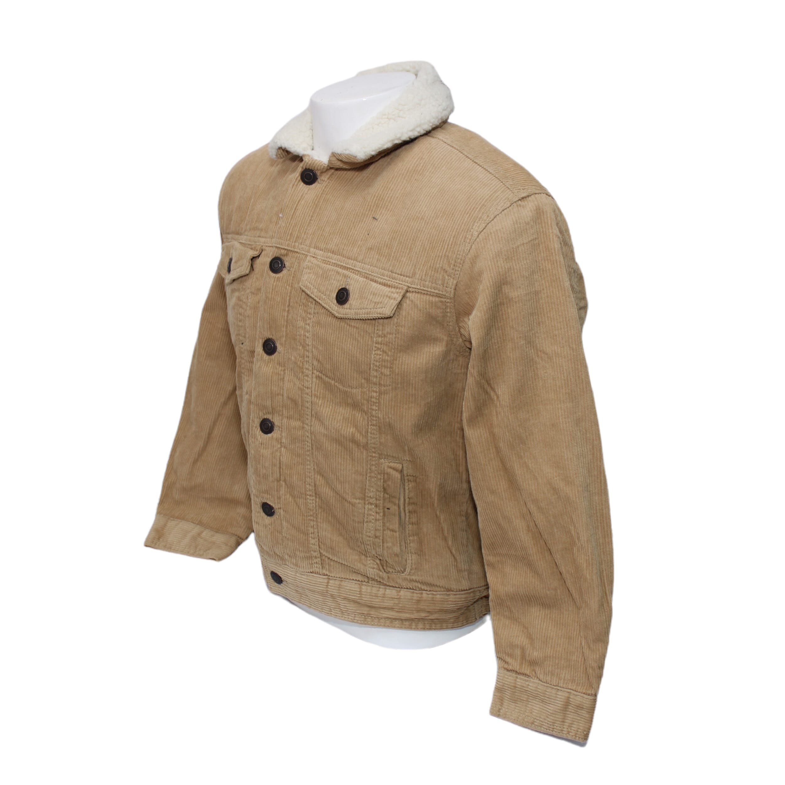 Light Brown Corduroy Jacket With Fur For Men