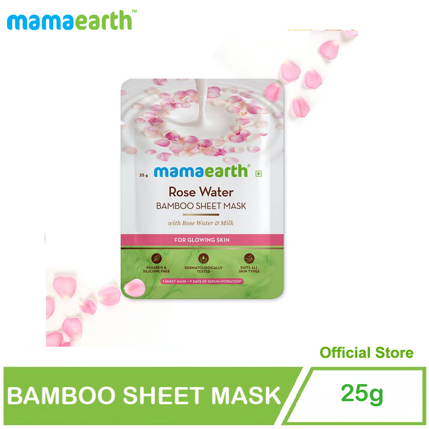 mamaearth Rose Water Bamboo Sheet Mask with Rose Water & Milk for Glowing Skin (25g)