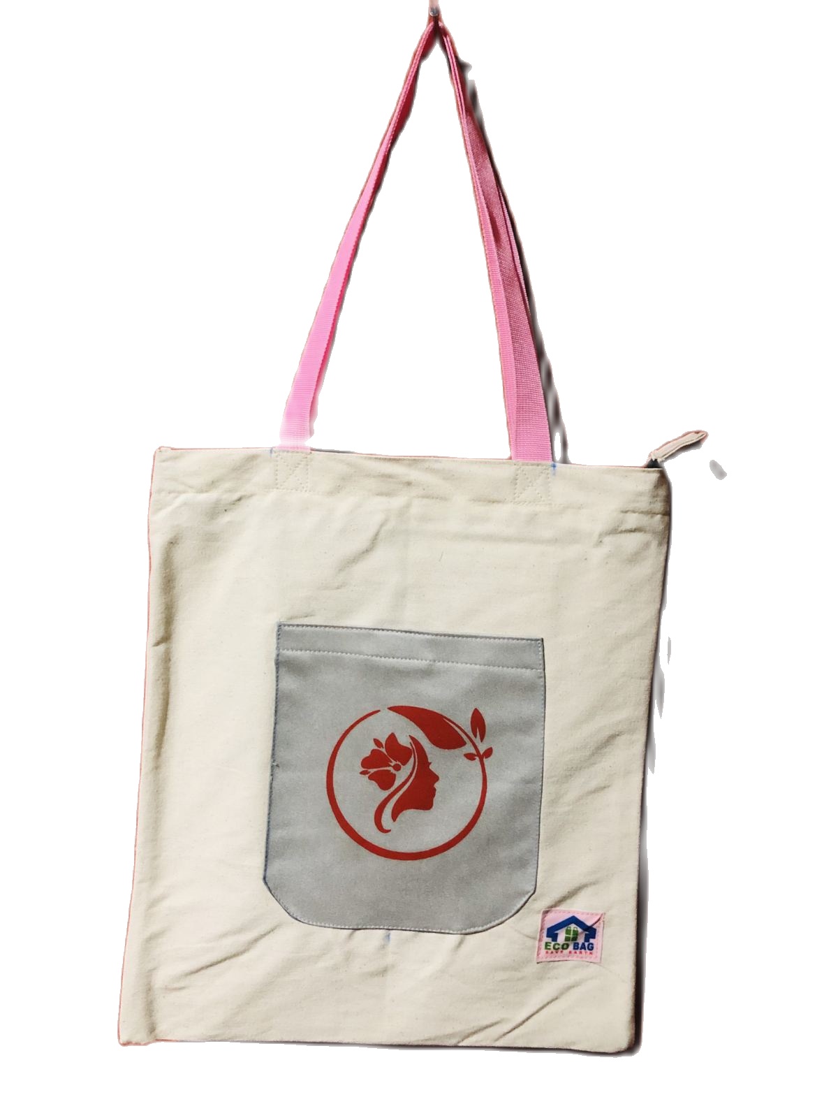 Light Grey Colour With Front Pocket Design Printed Tote Bag For Women