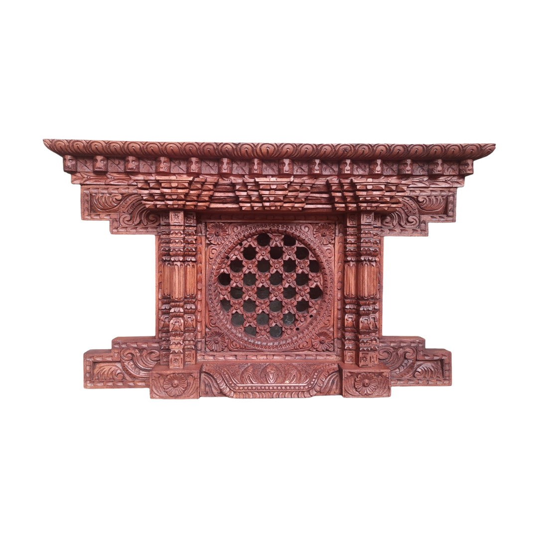 Nepali Traditional Wooden Ankhi Jhyal (19x11)'' Eye Window