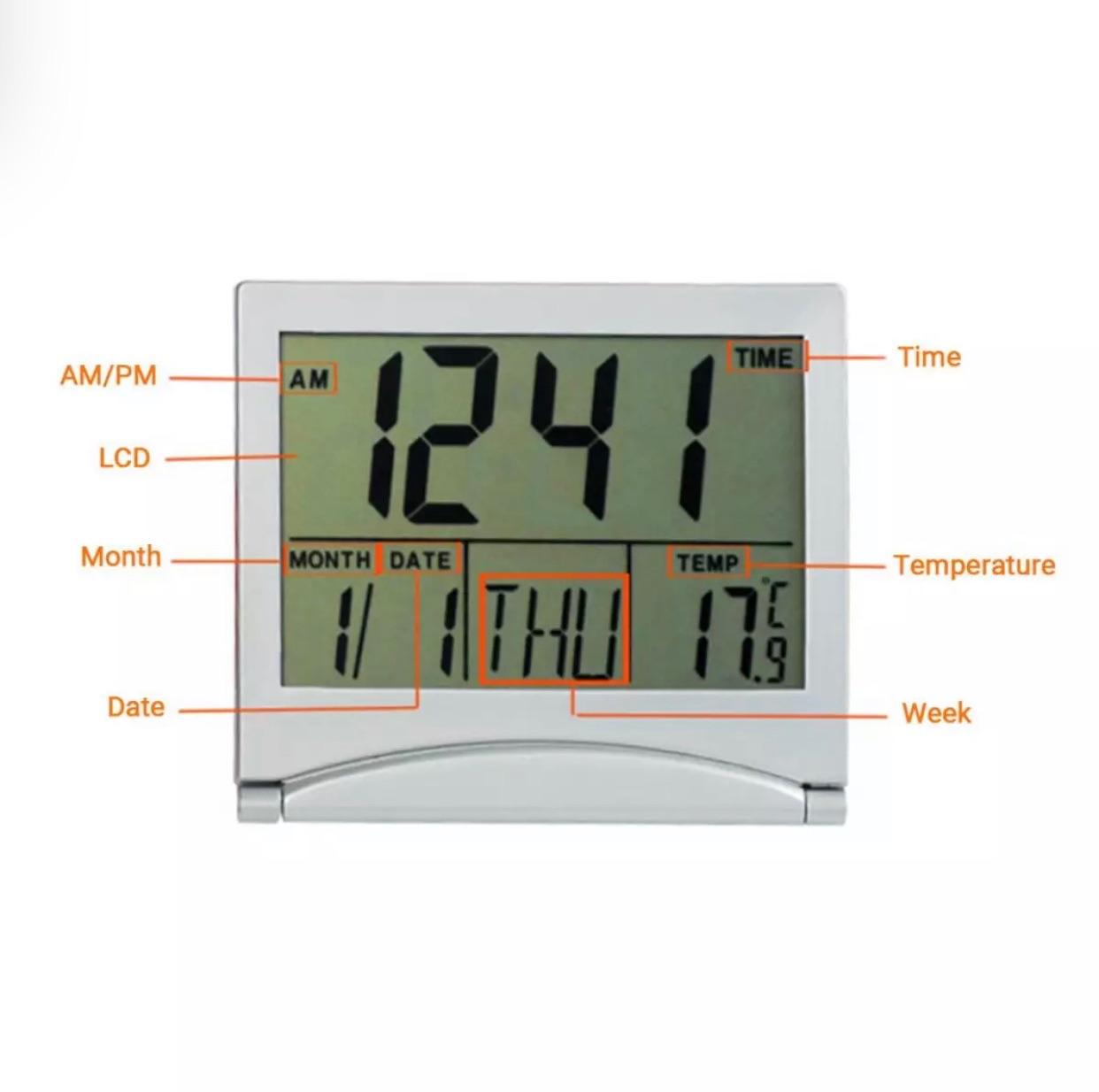 Digital Table Clock With Time ,Day ,Date , Stop Watch , Temperature