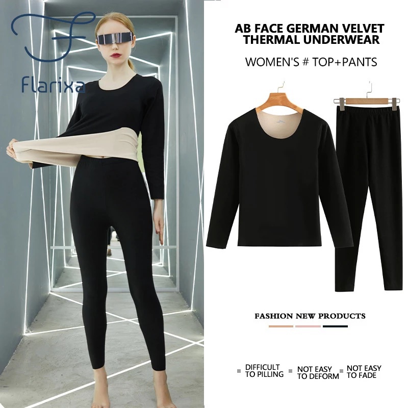 Pure Cotton Thermal Underwear For Women Long Johns Set Ultra-Soft Base Layer