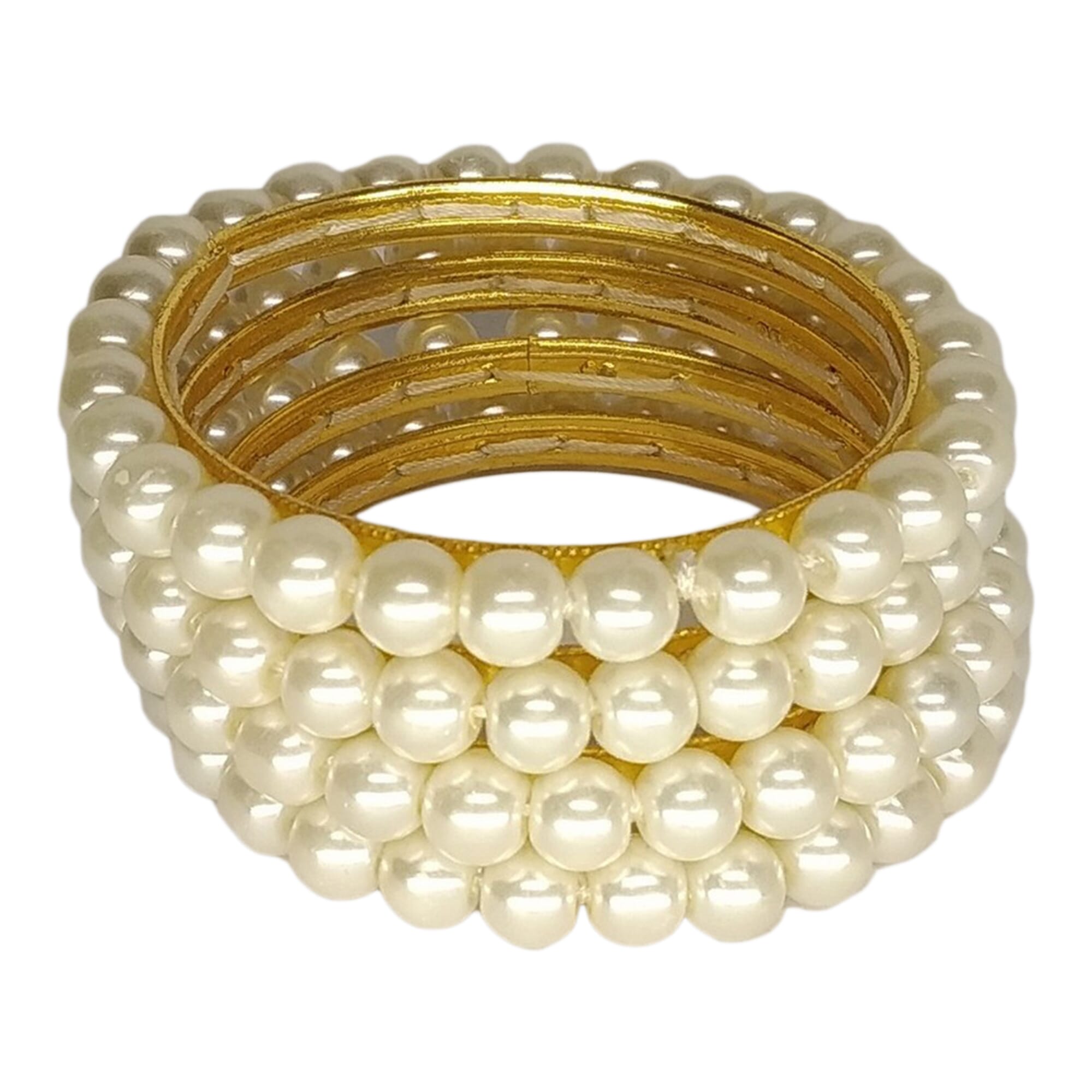 White hot sale pearl bangles