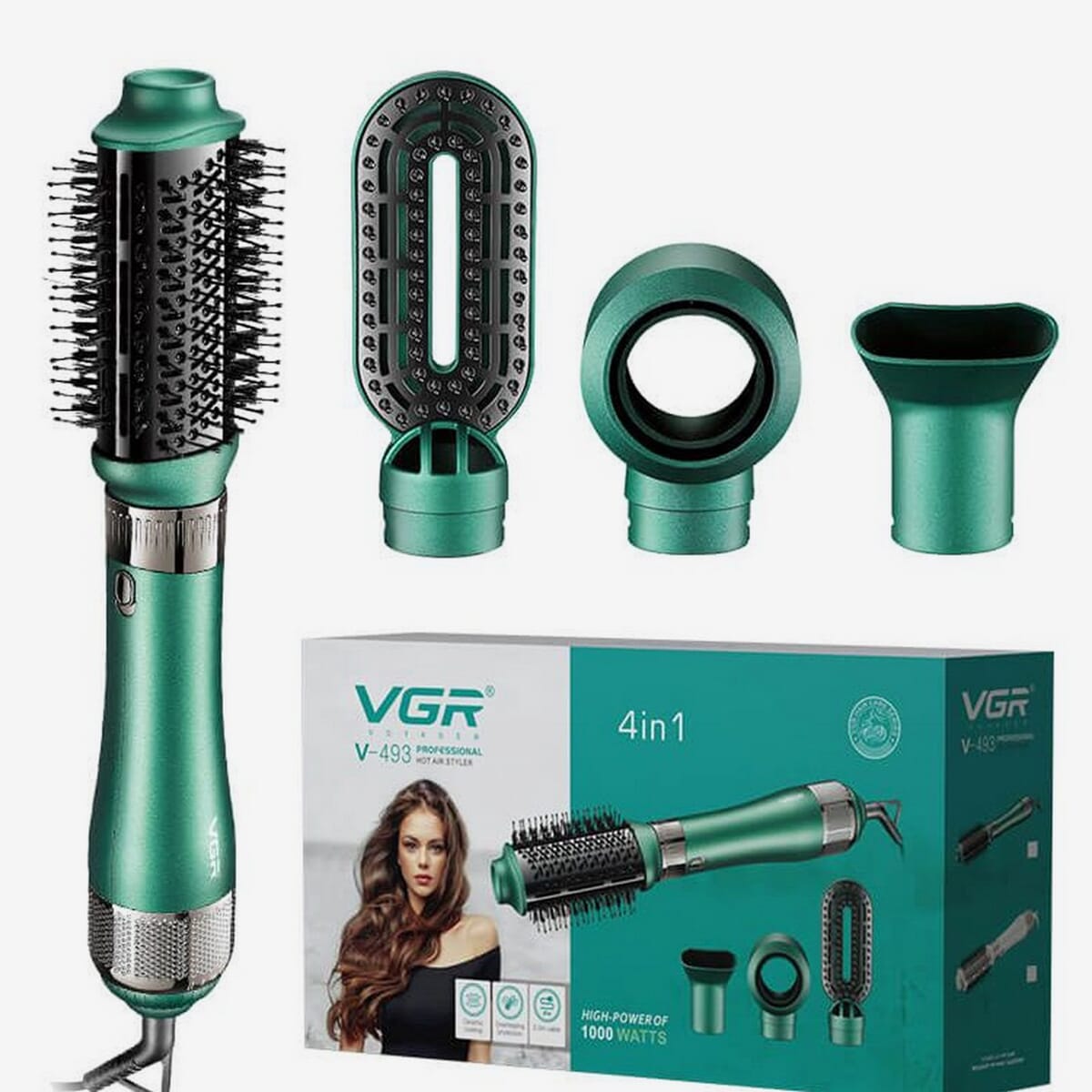 VGR V-493 4 In1 Hair Dryer Styler Power Cord Hot Air Brush Comb Professional Electric Hair Straightener