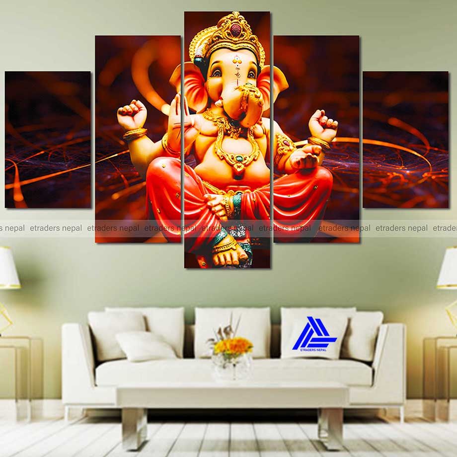 Lord Ganesh 5 Panel Canvas | Wall | Home Decor | Canvas | Wall