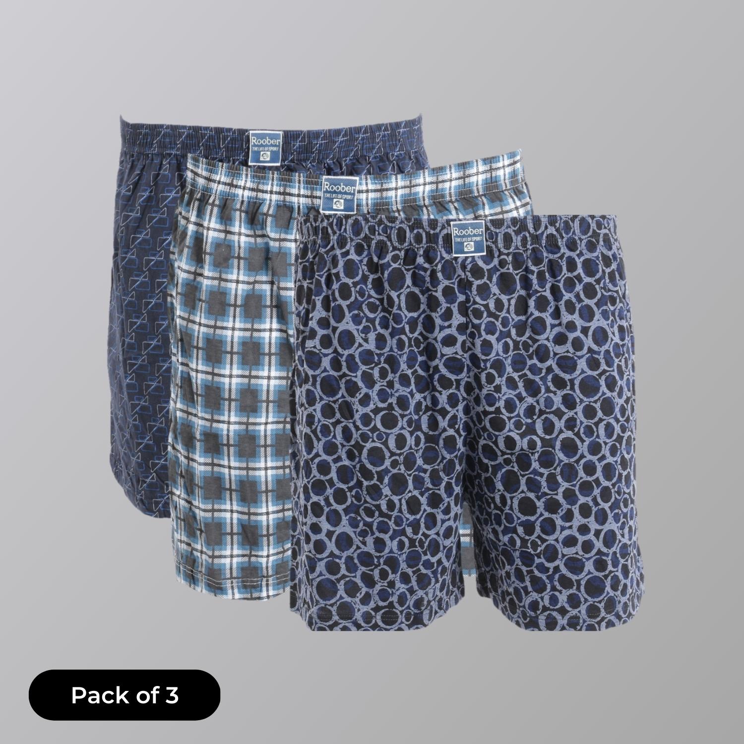 Pack Of 3) Roober Original Men Printed Comfy Cotton Boxer Shorts - Assorted  Color, Fashion, Innerwear