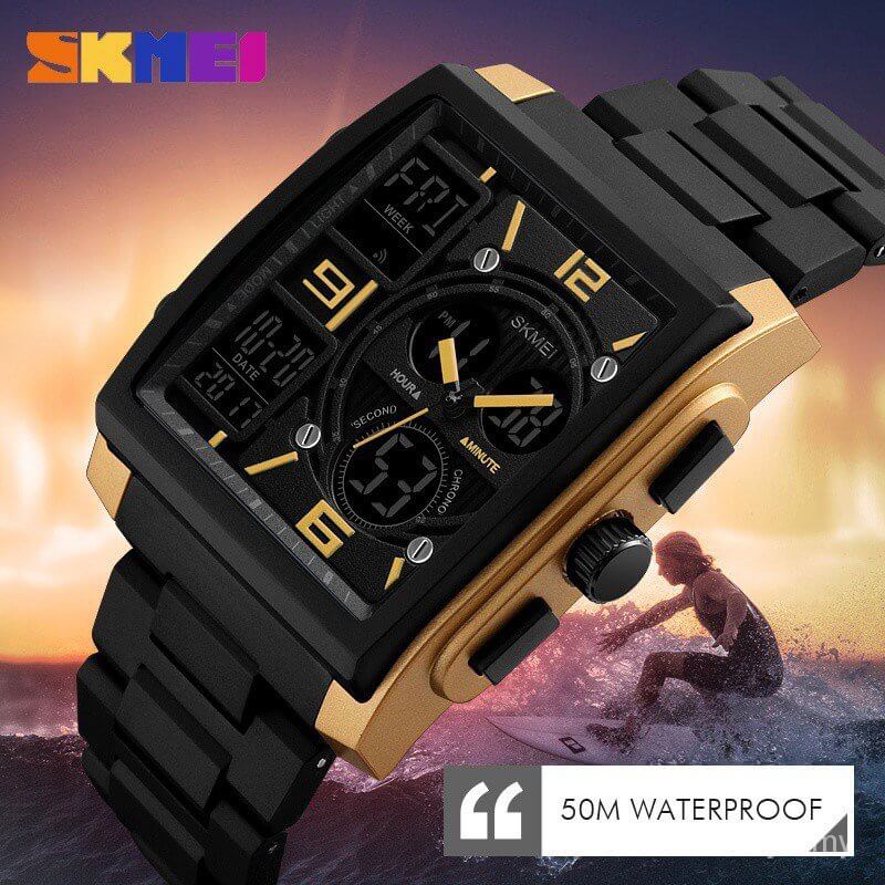 SKMEI 1274 Fashion Digital Analog Multifunction Watch For Men Black Yellow Daraz .np