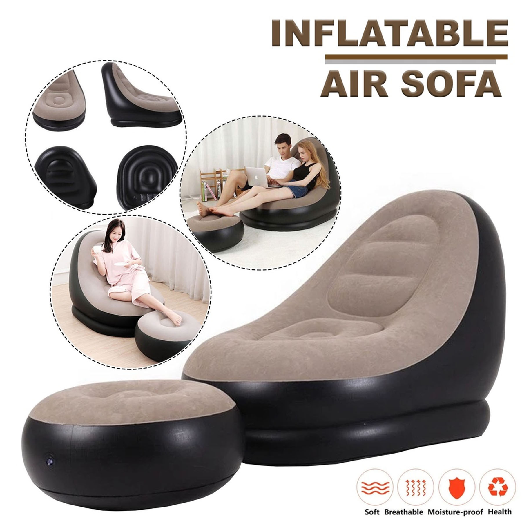 Inflatable Air Sofa With Foot Rest