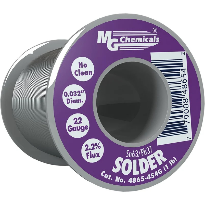 MG Chemicals Solder Wire 63/37 No Clean Leaded Solder, 0.032" Diameter