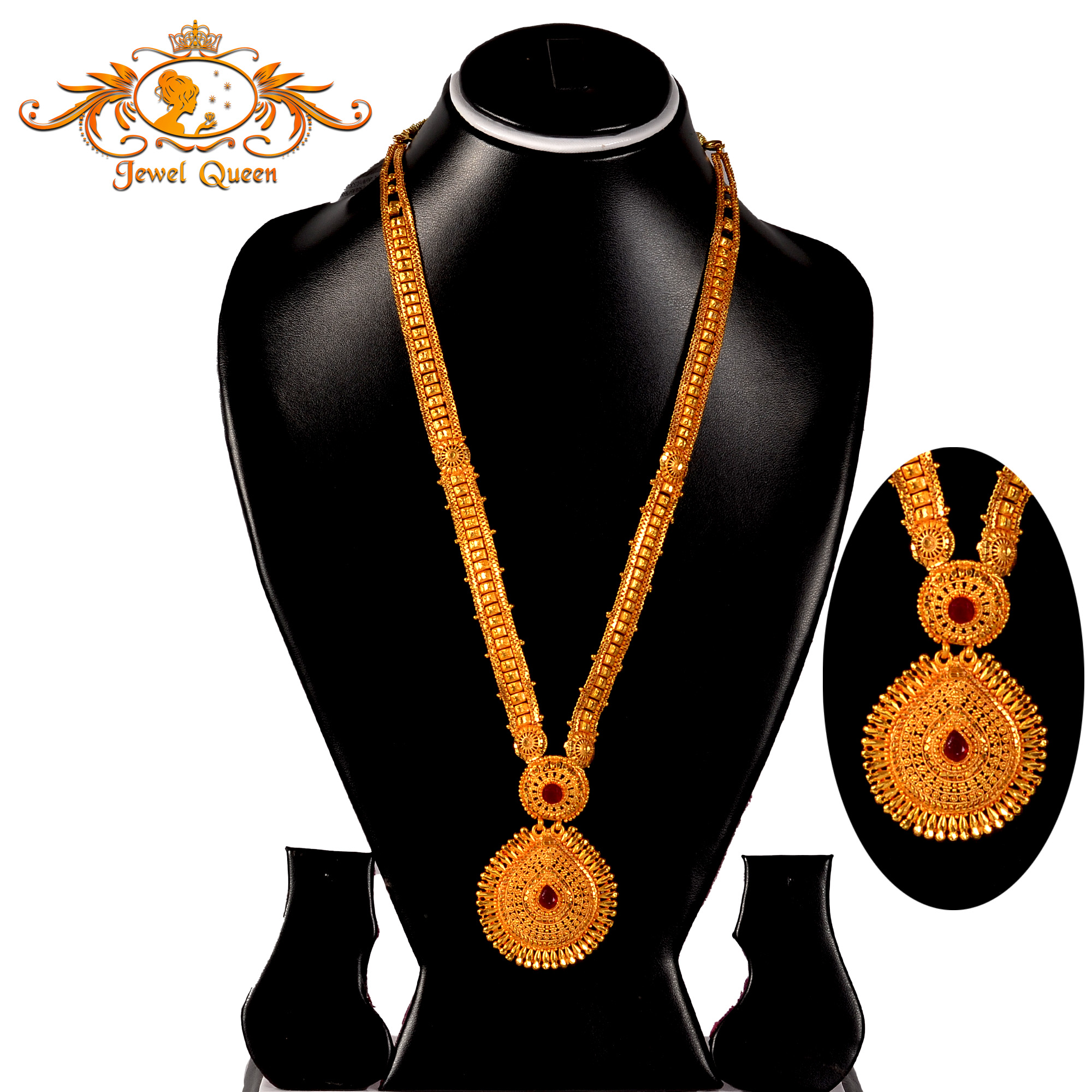Gold Plated Ruby Studded Rani Haar with 