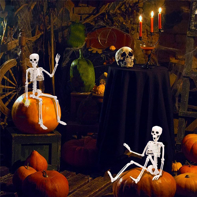 2Pcs Skeleton Halloween Decoration, 16 Inch Full Body Posable Halloween ...
