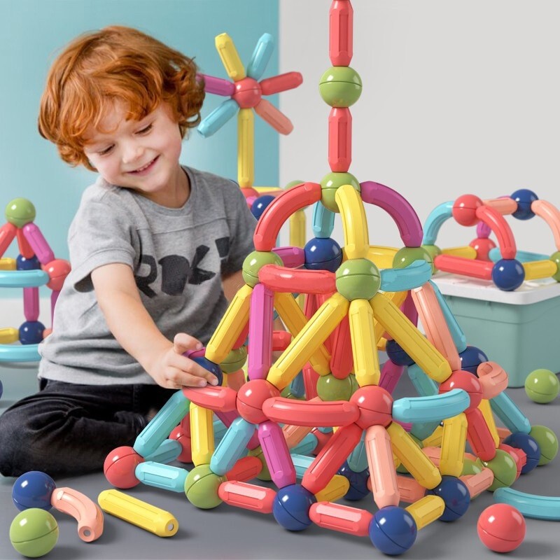 Magnetic Construction Set 70 Pieces | Sticks, Rods and Balls | Educational Building Toy for Kids