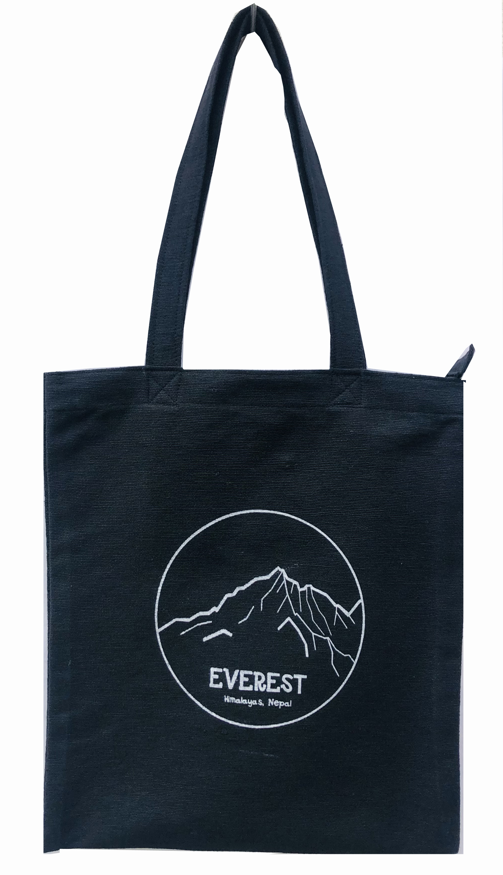 Black Colour Everest Print Tote Bag