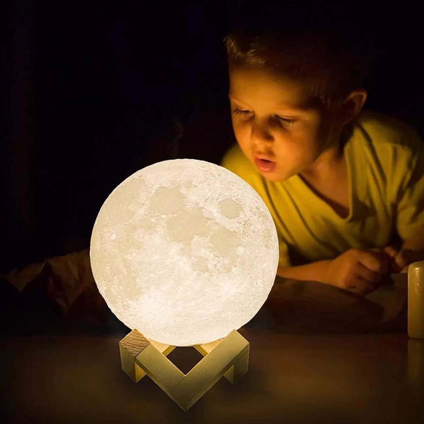 3D Moon Lamp 7 Colors LED Moon Light 13 Cm Light Lamp With Wooden Base