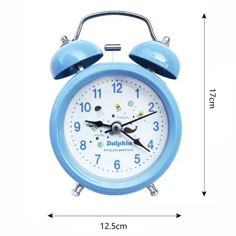 4 Inch Metal Ringing Alarm Clock Retro Bedside Small Table Clock Wake