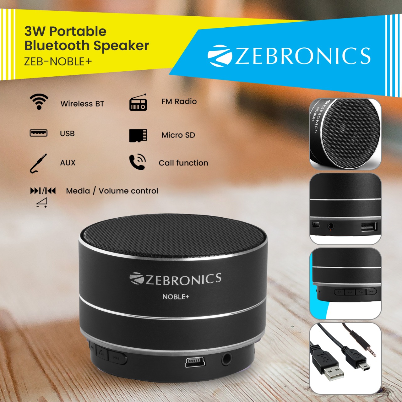 zebronics noble 3 w bluetooth speaker