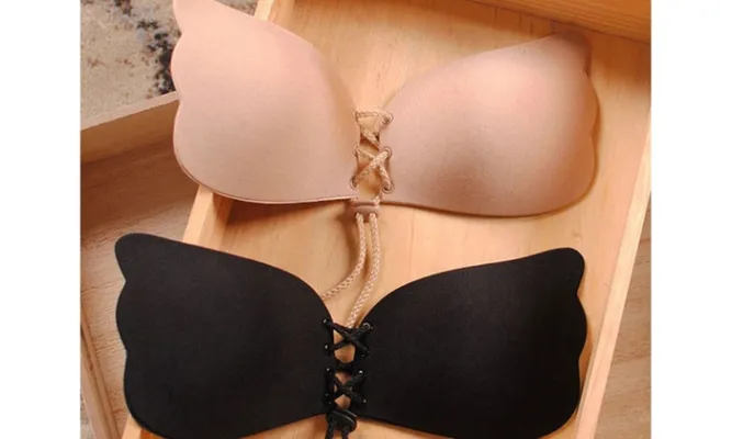 Self‑Adhesive Bra Breathable Holes Strapless Push Up Silicone Bra for  Backless DressFront Buckle Skin Color 