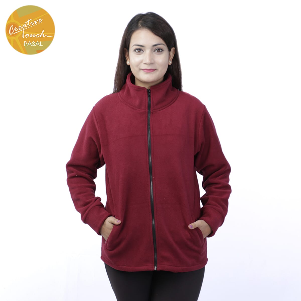 maroon polar fleece jacket