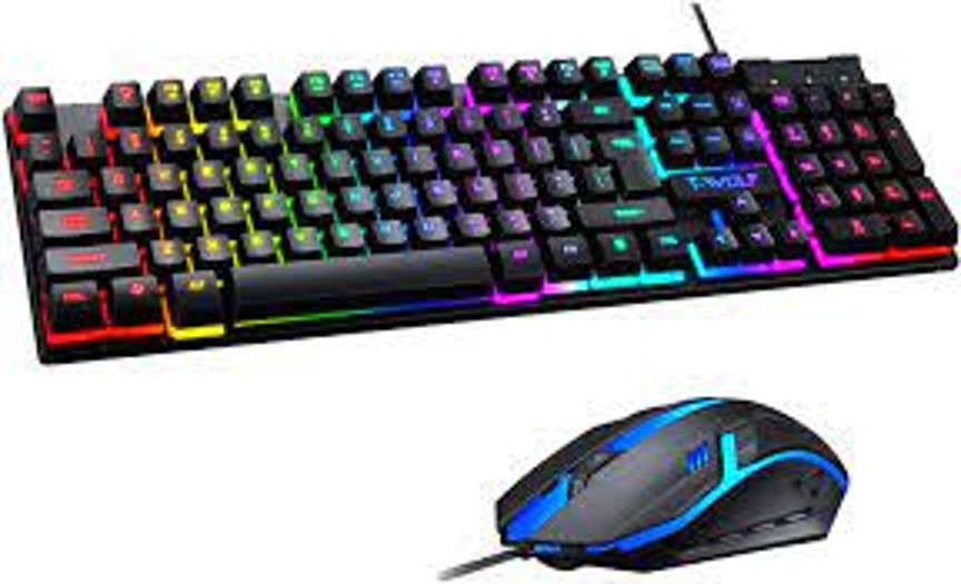 Rainbow RGB Backlit Wired Gaming Mechanical Keyboard and Mouse With ...