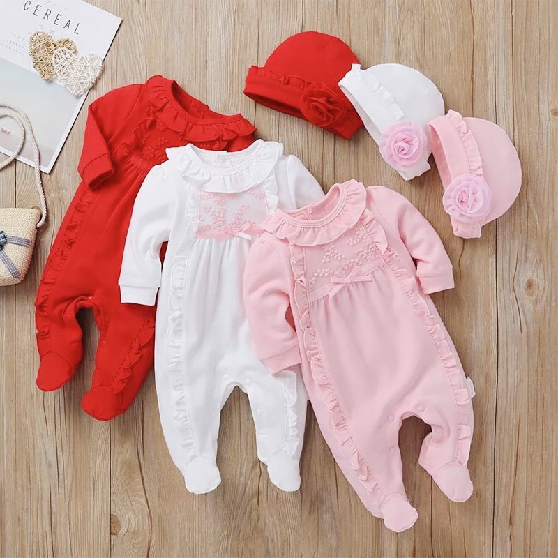 KidsSansar Cute Baby Girls Full Body Suit Romper With Cap