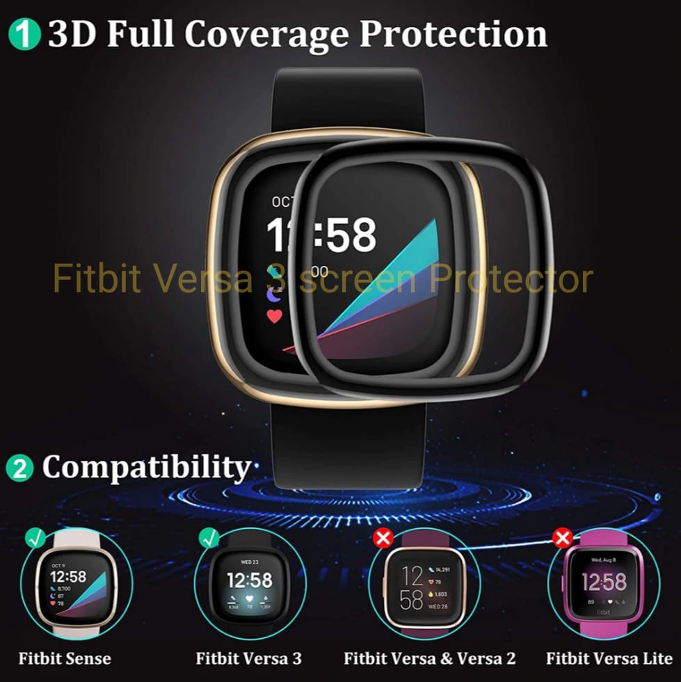 Screen Protectors Compatible with Fitbit Sense/Versa 3, Full
