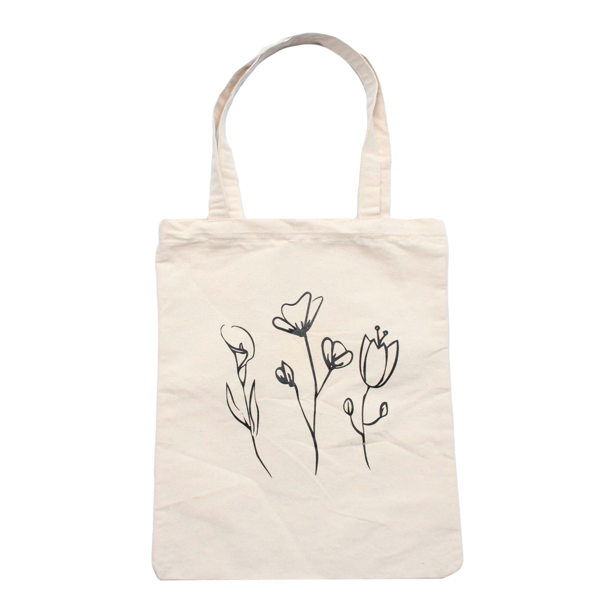 OffWhite Color Maha Sattva Canvas Tuilip Printed Tote Bag For Women