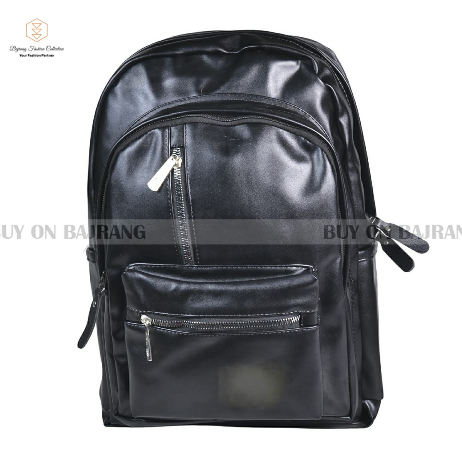 Casual College/School Large Laptop Black PU Leather Teenager Backpack By Bajrang