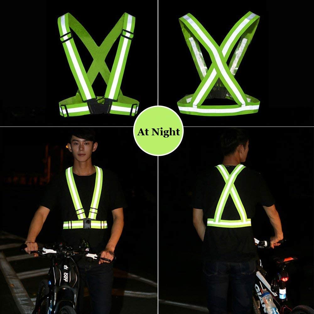 Led Reflective Vest Safety Harness With High Visibility Warning Lights