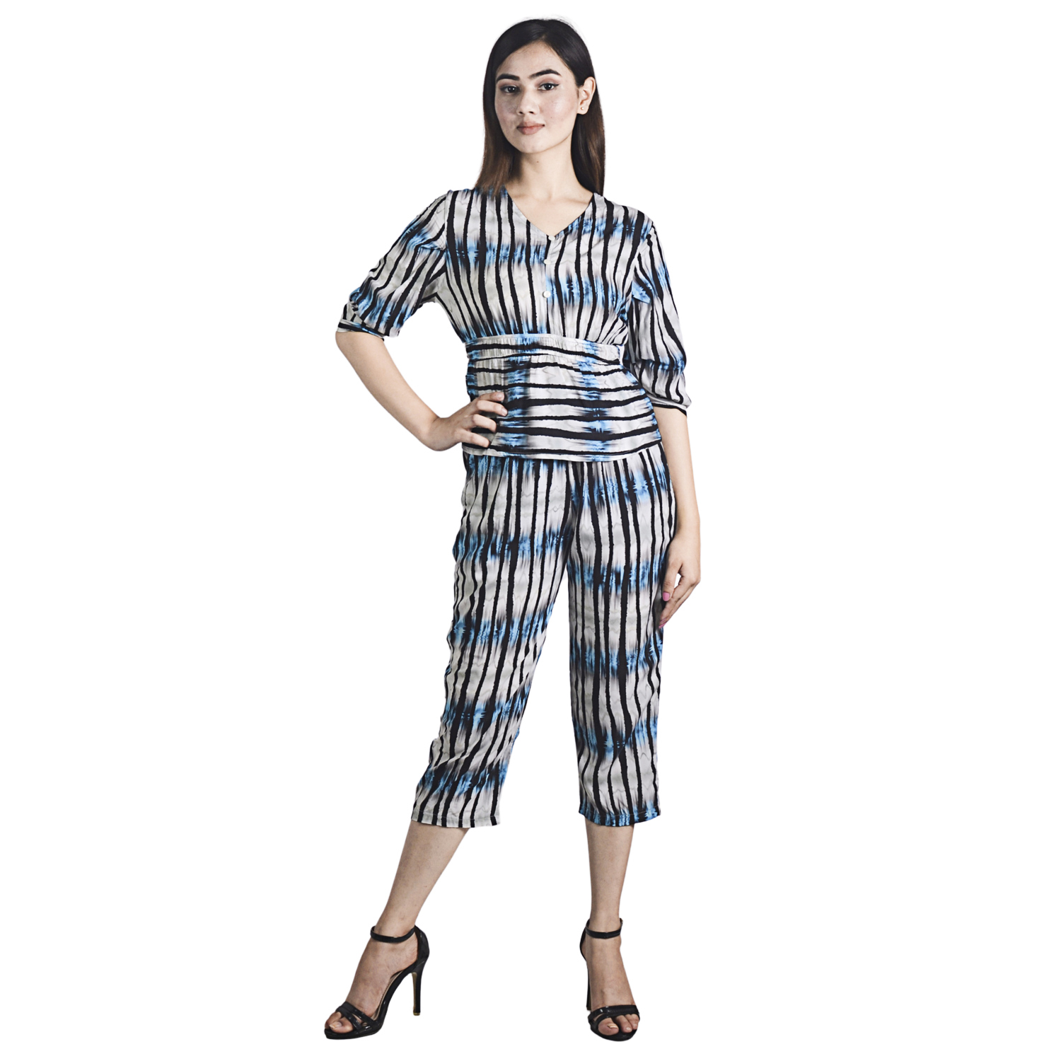 Floral Printed Quarter Pant And T-shirt Combo Summer set By Arushi