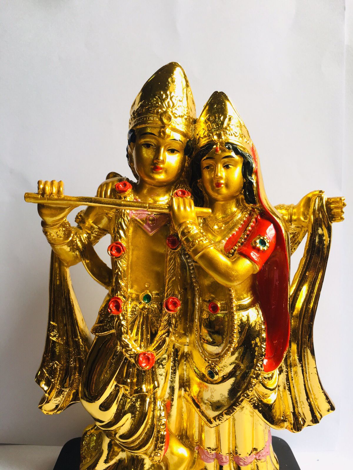 Home Decor Metal Radha Krishna Golden Murti Statue
