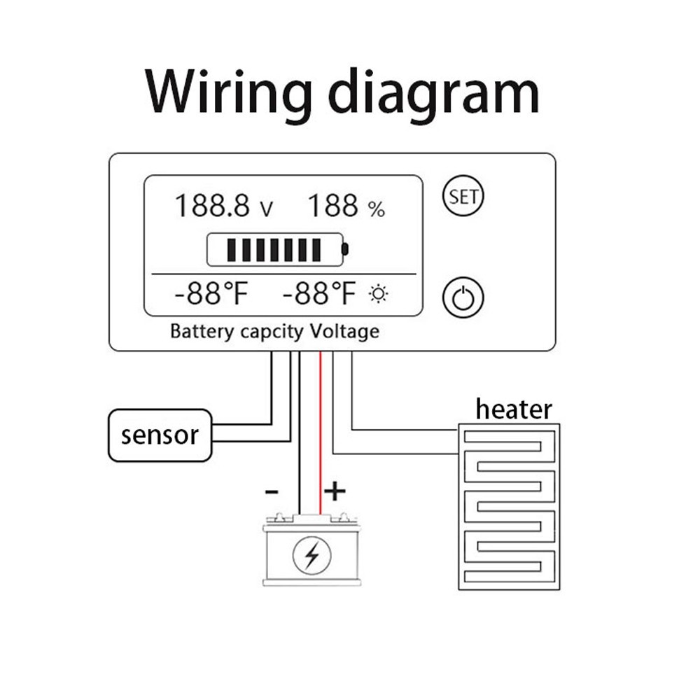 Battery Monitor 9V-100V Battery Capacity Voltage Meter with LCD Display Backlight Digital Voltmeter Tester For Lithium Ternary Batteries Lead-acid Battery Lithium Iron Phosphate Battery Capacity Percentage Tester. 