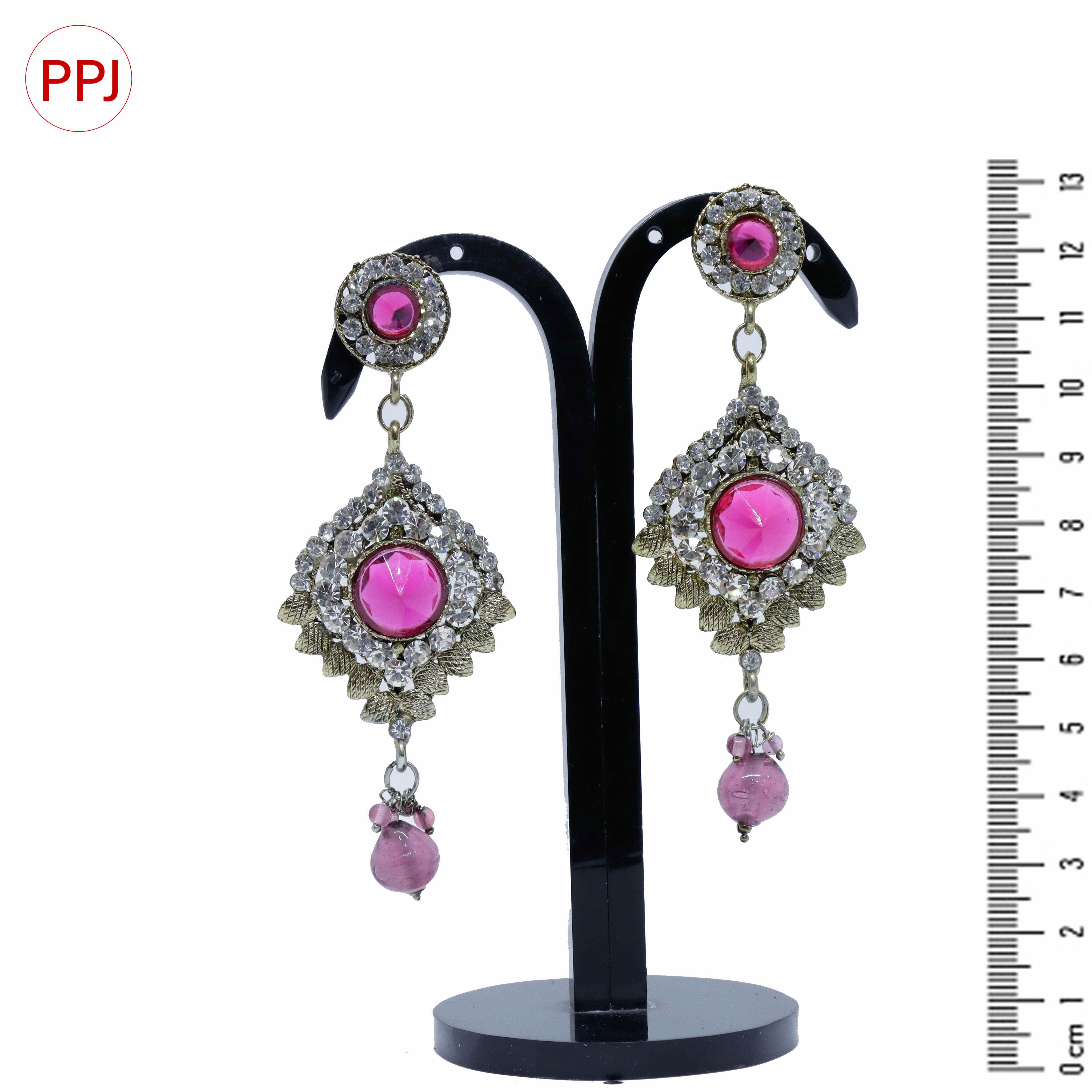 Ppj Collection Rajshree Gold Plated Eye Shaped Red And Golden