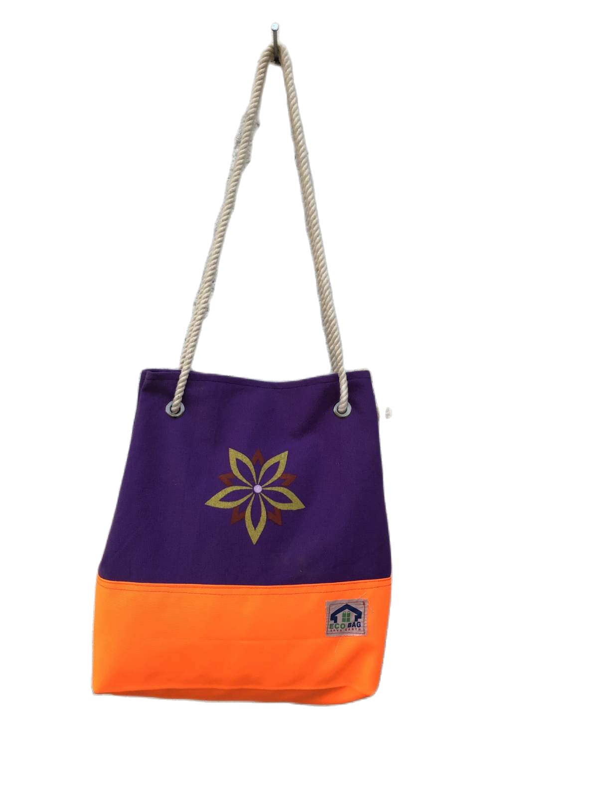 Blue And Orange Colour Floral Design Tote Bag For Women