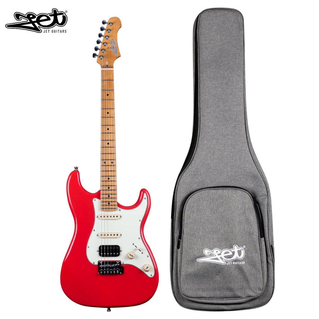 Jet Guitars JS 400 CRD HSS Roasted Maple Coral Red w/ Gigbag