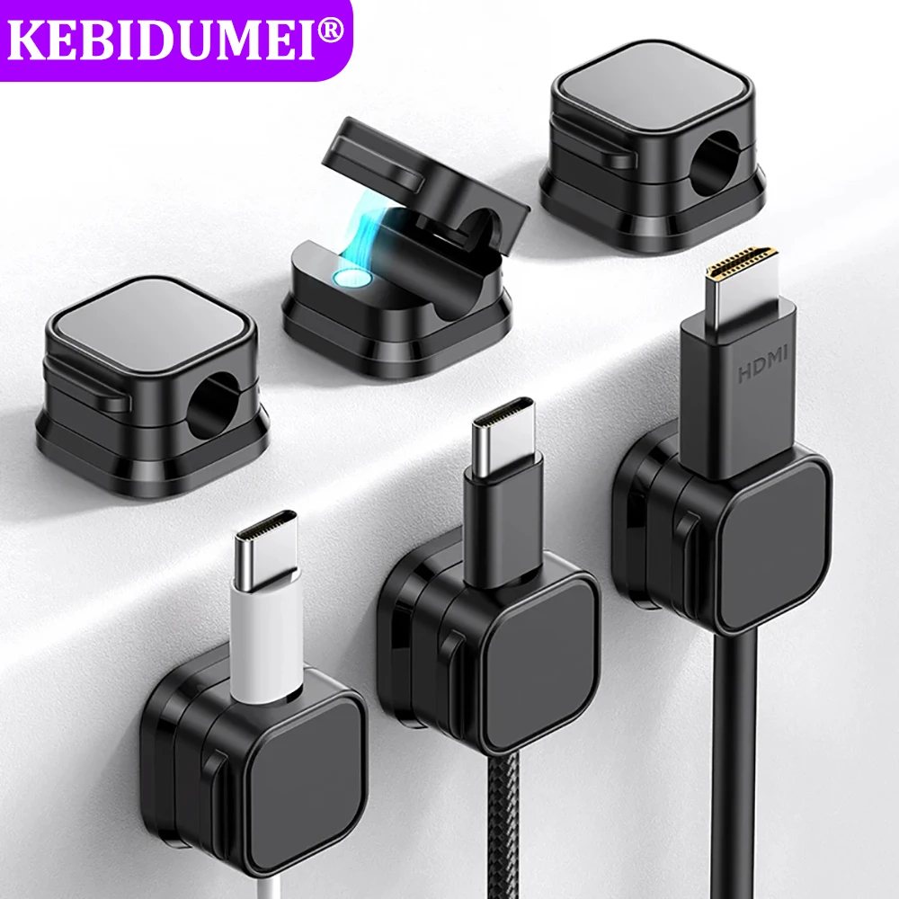 6pcs Magnetic Cable Management Clips, Strong Adhesive Desk Organizer ...